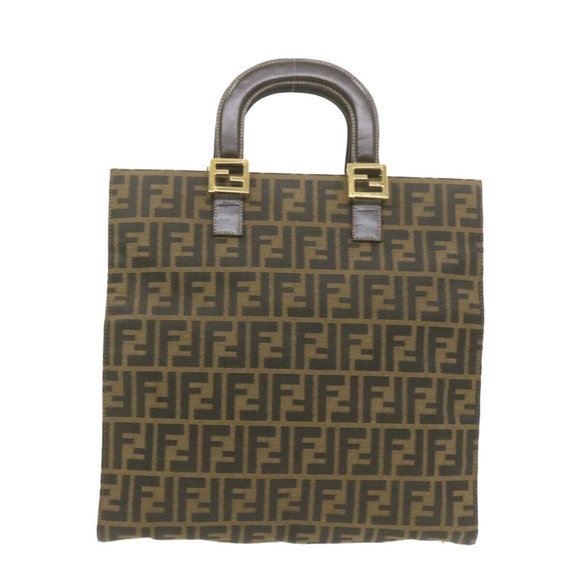 FENDI Zucca Canvas Hand Bag Brown Black Auth - Picture 1 of 12